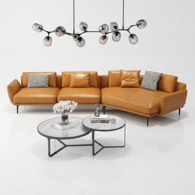 Sectional sofa L-shaped leather sofa couch living room set trapeze modern sofas