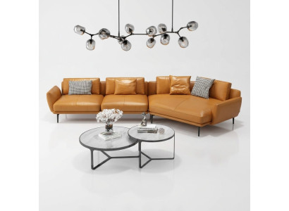 Sectional sofa L-shaped leather sofa couch living room set trapeze modern sofas