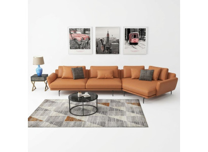 Corner sofa L-shape fabric couch living landscape set design modern trapeze sofa new