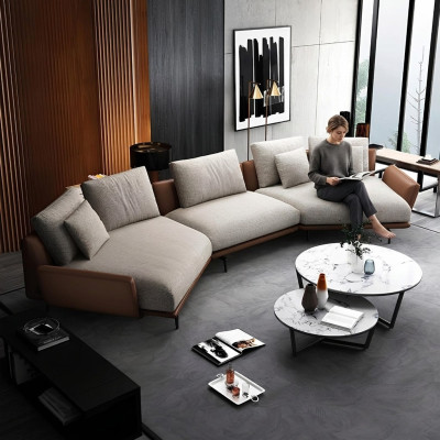 U-shaped sectional fabric sofa living landscape set design modern trapezoid sofa new