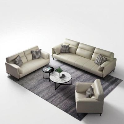Luxurious living room sofa set 3+2+1 set leather upholstery couches fabric