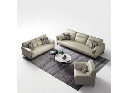 Luxurious living room sofa set 3+2+1 set leather upholstery couches fabric