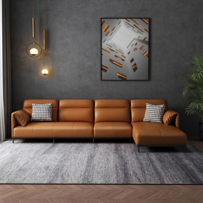 Leather sofa, couch, living area suite, design, modern sofa, corner sofa, L-shape, orange