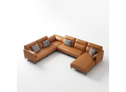 Living landscapes corner sofa couch set leather upholstery seat corner sofa U-shape XXL