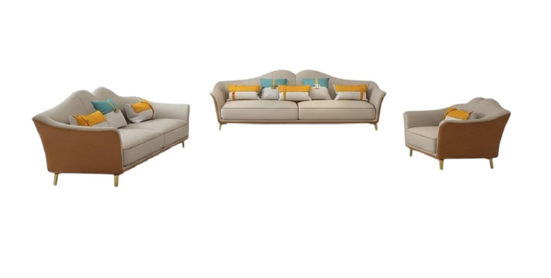 Luxury living room suite leather upholstered couches fabric sofa set 3+2+1 set