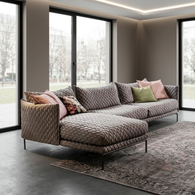 Sectional L-shape couch living landscape set design modern sofa fabric textile new