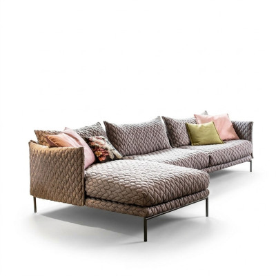 Sectional L-shape couch living landscape set design modern sofa fabric textile new