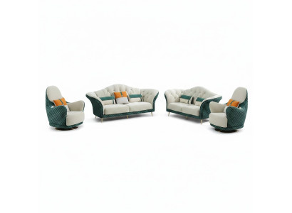 3+2+1 Seater Sofa Set Leather Sofa Couch Set Design Beige Green