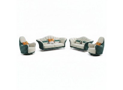 3+2+1 Seater Sofa Set Leather Sofa Couch Set Design Beige Green