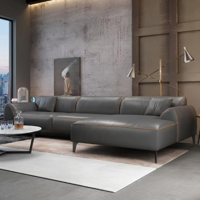 Living room couch upholstery textile leather fabric seating set corner sectional sofa L-shape
