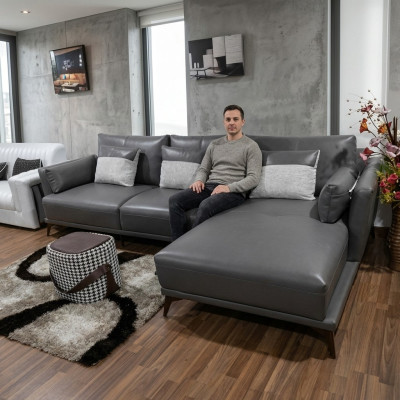 Corner sectional L-shaped living landscape sofa couch upholstery set fabric leather sofas