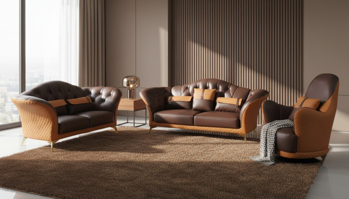 Sofa set 3+2+1 seater living room landscape sofa couch upholstery set leather sofa