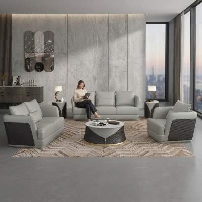 Set of 3+2+1 seater coffee table 2x side tables living room landscape sofa couch 6 pieces.