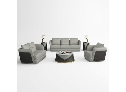 Set of 3+2+1 seater coffee table 2x side tables living room landscape sofa couch 6 pieces.