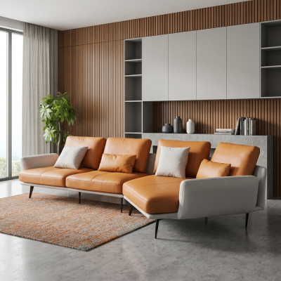 Sectional L-shaped living landscape sofa couch upholstery corner suite leather sofa group