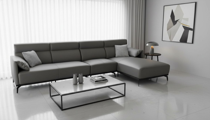 Corner sofa L-shape living area sofa couch upholstery corner set grey leather sofa