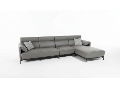 Corner sofa L-shape living area sofa couch upholstery corner set grey leather sofa