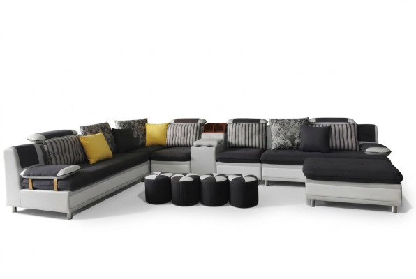 Sectional U-shaped living room landscape sofa couch upholstered corner set fabric sofas new