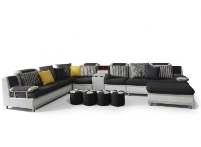 Sectional U-shaped living room landscape sofa couch upholstered corner set fabric sofas new