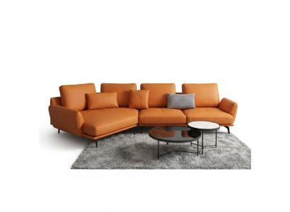 Orange sectional sofa L-shaped living room landscape sofa couch upholstery corner set leather sofas