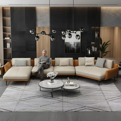 U-shaped sectional sofa living landscape sofa couch upholstery corner set fabric sofas leather