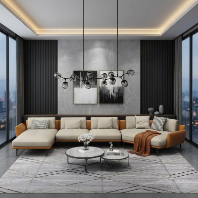 U-shaped sectional sofa living landscape sofa couch upholstery corner set fabric sofas leather