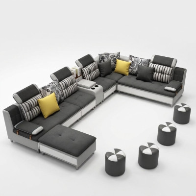 U-shaped sectional living landscape sofa couch upholstery set fabric sofas leather new