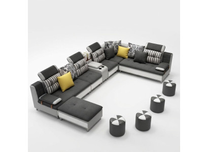U-shaped sectional living landscape sofa couch upholstery set fabric sofas leather new