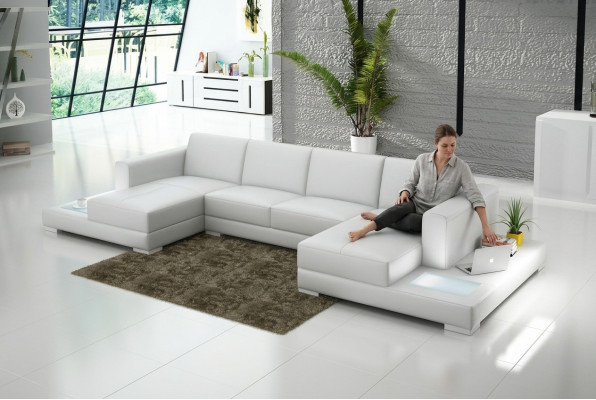 Corner sectional U-shaped living area sofa couch upholstery fabric sofas leather