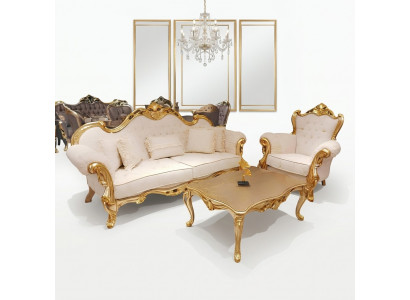 Sofa set 3+3+1+1 seater classic relax armchairs Chesterfield Baroque style 4-piece