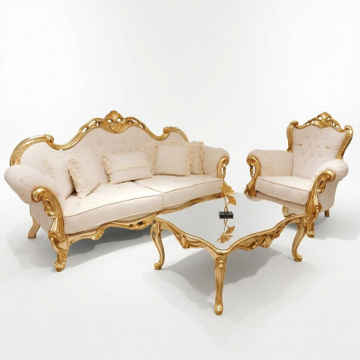 Chesterfield Luxury Sofa Set 3+1+1 Seater Recliner Armchair Couch 3-piece Textile New