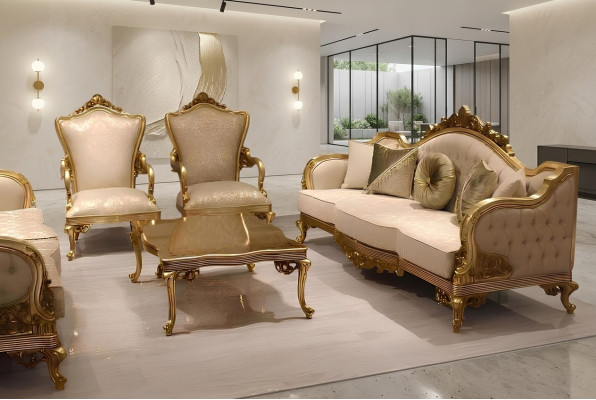 Designer sofa set 3+3+1 seater couch upholstered seating suite classic set new