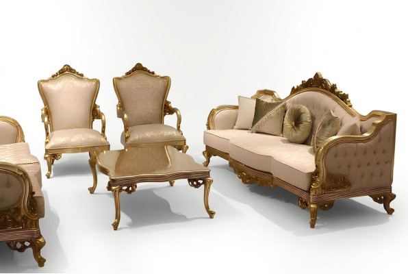 Designer sofa set 3+3+1 seater couch upholstered seating suite classic set new