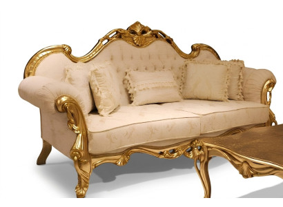 Design Sofa Set 3+3 Seater Classic Set Wood Textile Complete 2x Sofa New