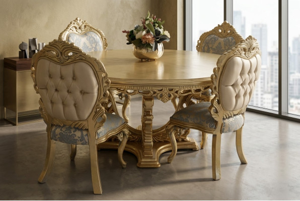 Dining room set 7-piece. Dining table + 6x chairs designer wood chair ensemble furniture new