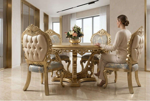 Luxurious Round Dining Table Design Classic Dining Room Tables Furniture Gold New