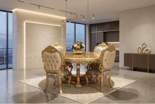 Luxurious Round Dining Table Design Classic Dining Room Tables Furniture Gold New