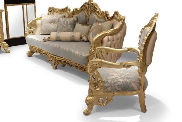 3+3 Seater Chesterfield Sofa Set 2x Classic Sofa Relax Armchair 2-piece Furniture