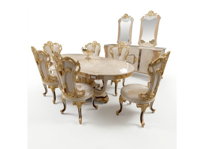 Dining Room Set Luxury Chair Set 6x Chairs Dining Set Upholstered Chairs Sideboard