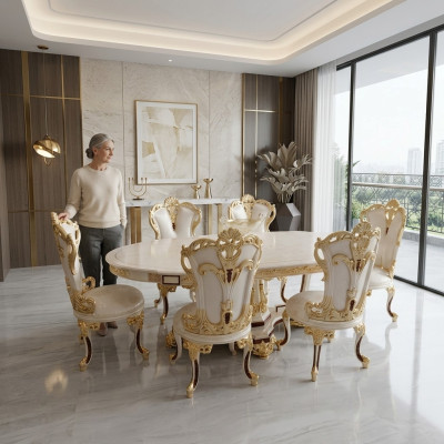 Dining room suite chair set 6x chairs luxury furniture group armchair seating suite