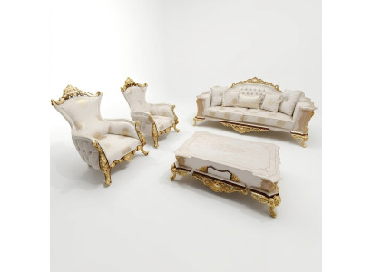 Sofa set 311 + wooden coffee table living room luxury sofa Chesterfield fabric new