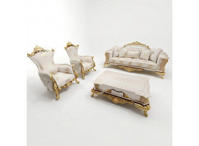 Sofa set 311 + wooden coffee table living room luxury sofa Chesterfield fabric new