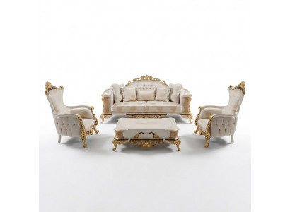 Sofa set 3+1 seater sofa set complete textile wood living room luxury sofa new