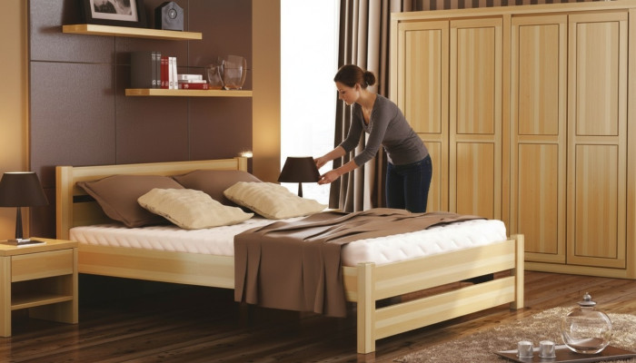 3-piece bedroom set: bed, 2 nightstands, real wood solid wood beds