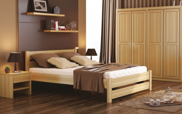 3-piece bedroom set: bed, 2 nightstands, real wood solid wood beds