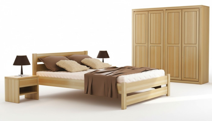 3-piece bedroom set: bed, 2 nightstands, real wood solid wood beds