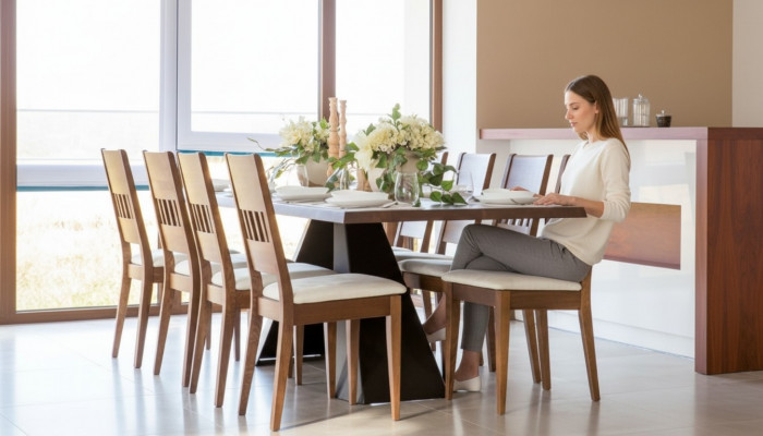 Dining Table Wooden Chairs 7-Piece Set Dining Room Suite Chair Set Table New