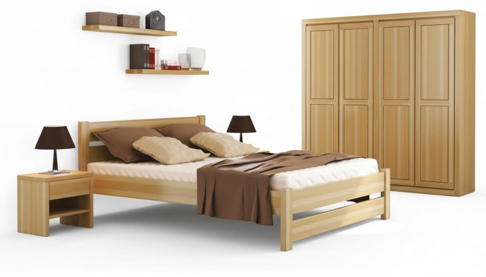 Bedroom set complete 5-piece. Bed real nightstands solid wood furniture new
