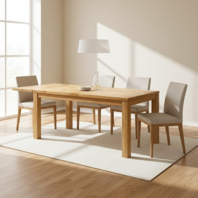 Conference table made of natural wood, solid wood dining table, handcrafted dining room