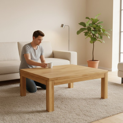 Side Table Coffee Table Real Wood Solid Furniture Oak 100x70 cm New Tables
